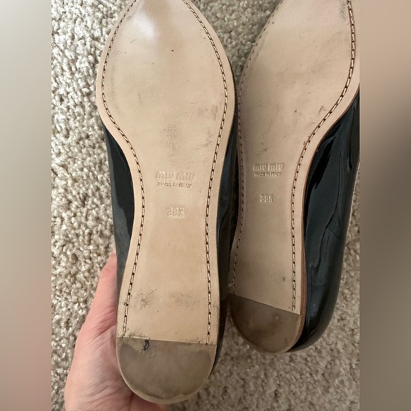 Miu Miu Black Patent Leather Crystal Embellished Ballet Flats Size 38.5 - Picture 5 of 7